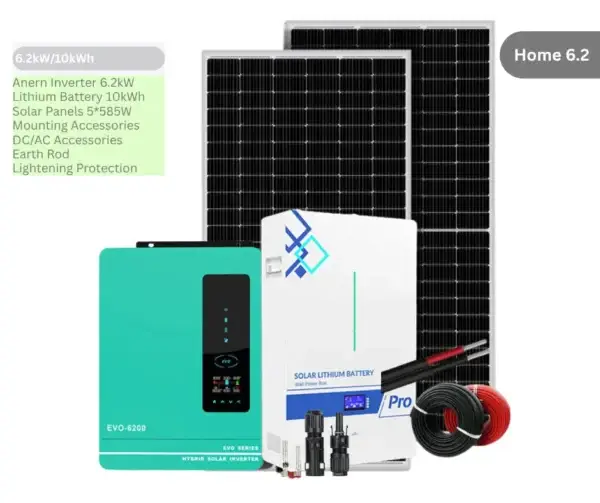Home Hybrid Solar System 6.2kW with Lithium Battery