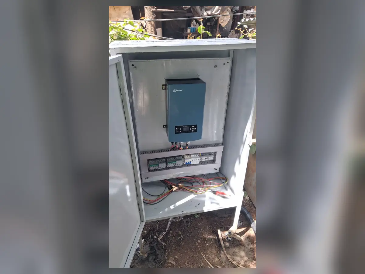 Hober solar pump inverter installed in a protected control cabinet in Kenya